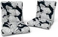 LVTXIII Outdoor Tufted Seat Cushions, Solid Seat and Back Chair Cushion with Ties, Patio Replacement Rocking Chair Cushion for Outdoor Furniture Use, 21 W x 21D, 2 Pack, Black Lush Leaf Jungle