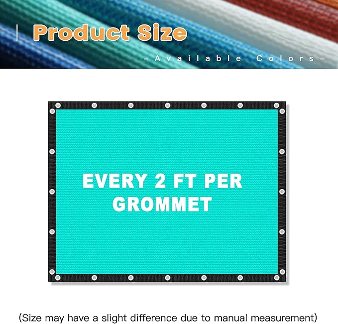 VICLLAX Shade Fabric Sun Shade Cloth with Every 2 FT Grommets for Patio Garden Pergola Cover Canopy 4x13 FT, Turquoise