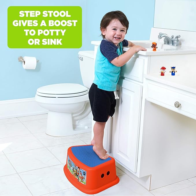 Nickelodeon PAW Patrol "Calling All Pups" 3 Piece Must Have Potty Training Set - Soft Potty Seat, Step Stool, Finger Puppets - Boy Potty Training