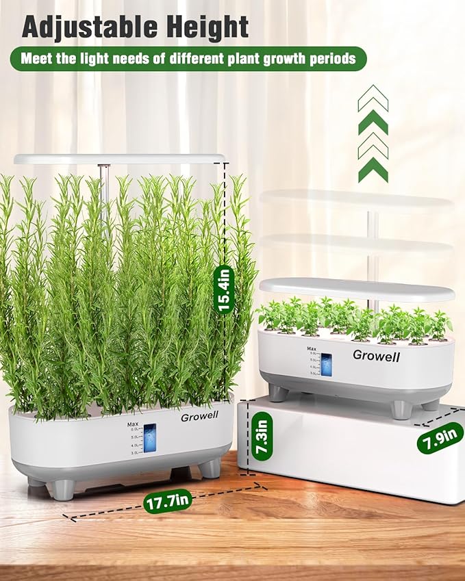 Hydroponics Growing System Kit, 16 Pods Indoor Garden with 28W Full Spectrum LED Grow Light, Auto Timer, 3 Smart Light Modes, 8L Large Herb Garden, Ideal Gardening Gift for Women, Men (White)