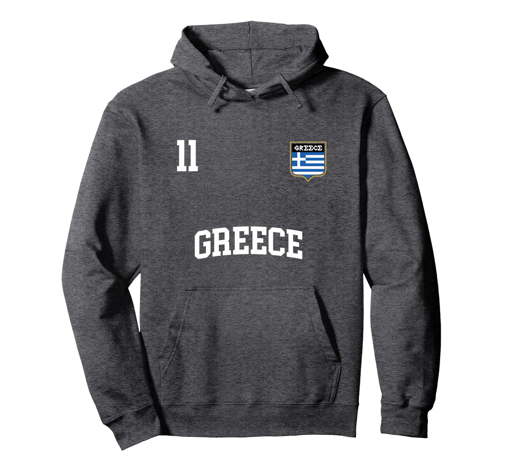 Greece No 11 Greek Flag Football Soccer Hoodie - Fun Novelty Design Unisex