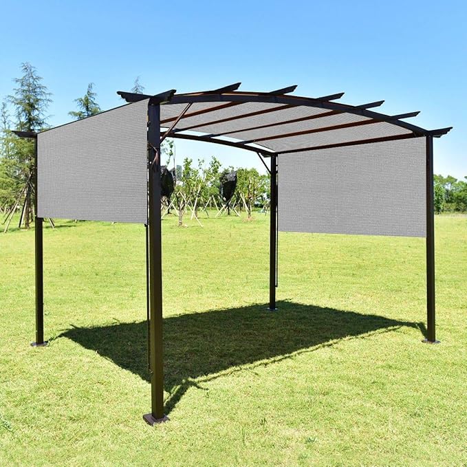 Eden's Decor Straight Flat-Edged Sun Shade Sail Rectangular 7' x 19' Grey UV-Blocking Outdoor Canopy Fabric Cloth Awning for Pergola Patio Garden Backyard Custom Size