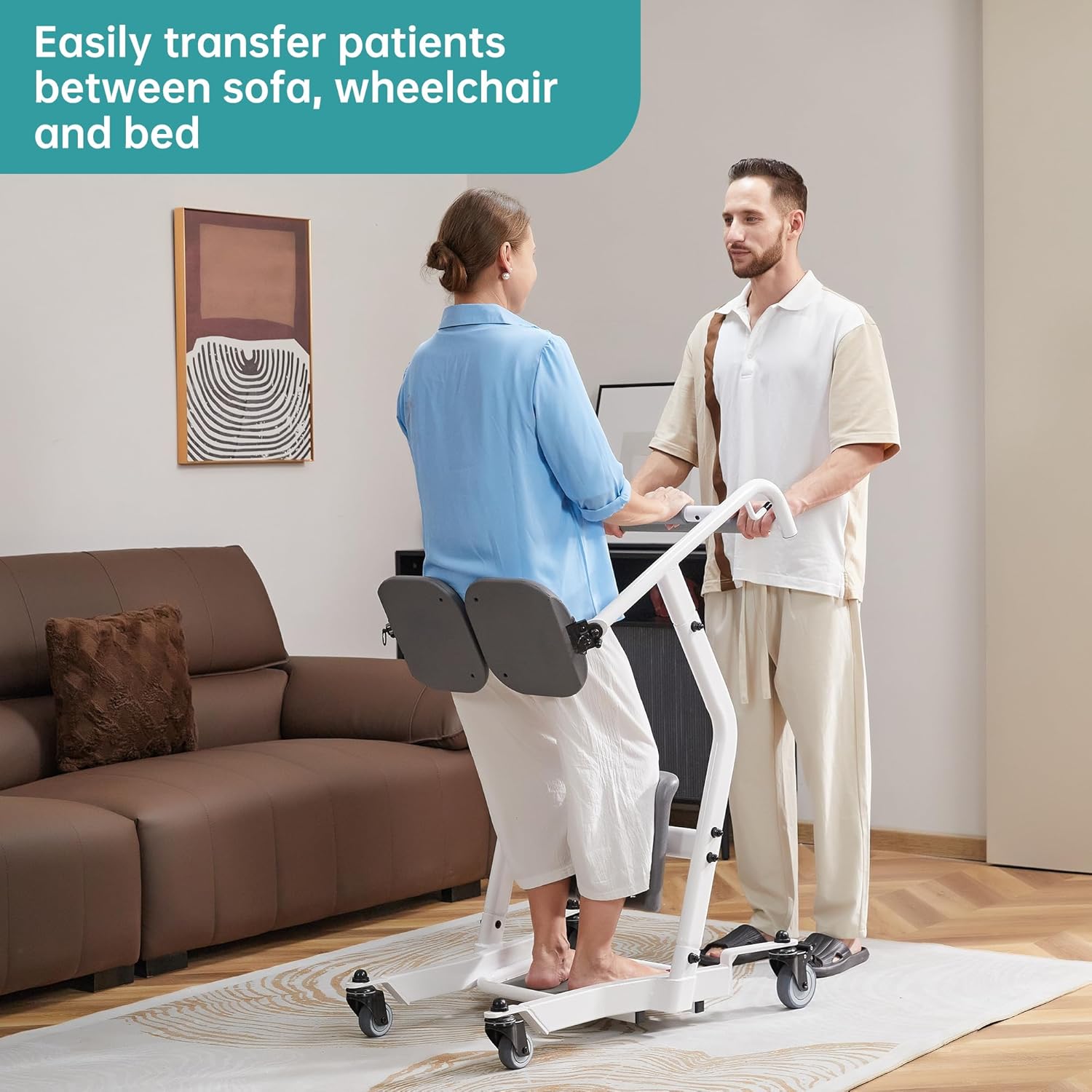 Sit to Stand Lift Patient Transport Unit for Elderly - 400 Pound Weight Capacity - Patient Lift for Home Care Use