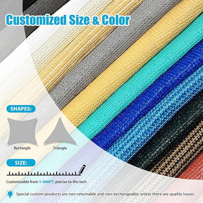 Amagenix Sun Shade Sail 8'X9' Curved Edge Outdoor Shade Canopy Black Breathable 95% UV Block Shade Cloth for Patio Garden Backyard (We Make Custom Size)