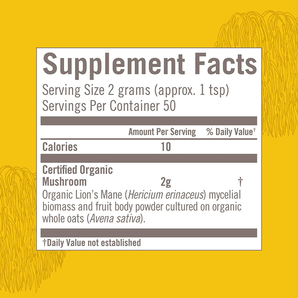 Om Mushroom Superfood Lion's Mane Organic Mushroom Powder 3.5 Oz