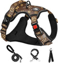 NESTROAD No Pull Dog Harness,Adjustable Oxford Dog Vest Harness with Leash,Reflective No-Choke Pet Harness with Easy Control Soft Handle for Large Dogs(X-Large,Dark Brown)