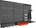 TORACK Metal Pegboard Wall Organizer System for Garage, 109PCS Pegboard Accessories Organizer Kit with Pegboard Bins, Hooks, Peg Locks, Pegboard Storage System for Workbench(Black)