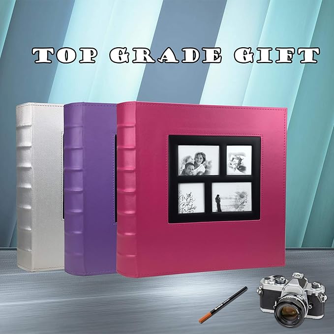 RECUTMS Photo Album 4x6 500 Photos, Large Capacity for Wedding Family Baby Leather Cover Picture Albums Holds 500 Horizontal and Vertical 4x6 Photos (Pink)