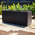 GSK Black Metal Planter Versatile Box with Drainage Holes Galvanized Painted Iron Flower Boxes for Indoor Outdoor Use Ideal Patio Balcony Garden Elevated Plant Bed