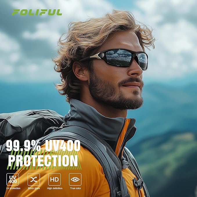 3 Pack Polarized Sports Sunglasses for Men, Mens Sunglasses Wrap Around UV400 Protection for Cycling Fishing Driving