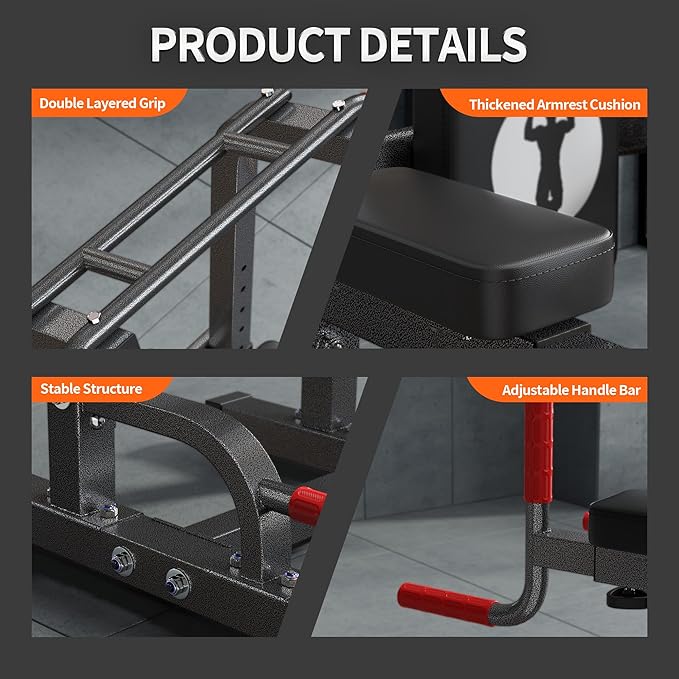 sogesfurniture Adjustable Dip Stands Assistive Trainer for Home Gym - 10-Level Height Wall-Saving Pull Up Bar, Dual Training Stands for Dip Push Up & Core Workout, Heavy Duty Steel Frame