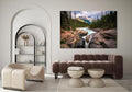 Nature Wall Art Prints - Ocean Forest Mountain Lake Canvas Landscapes - Small to Extra Large Living Room Bedroom Kitchen Bathroom Décor (Mountain River Waterfall, 35L" x 53W")