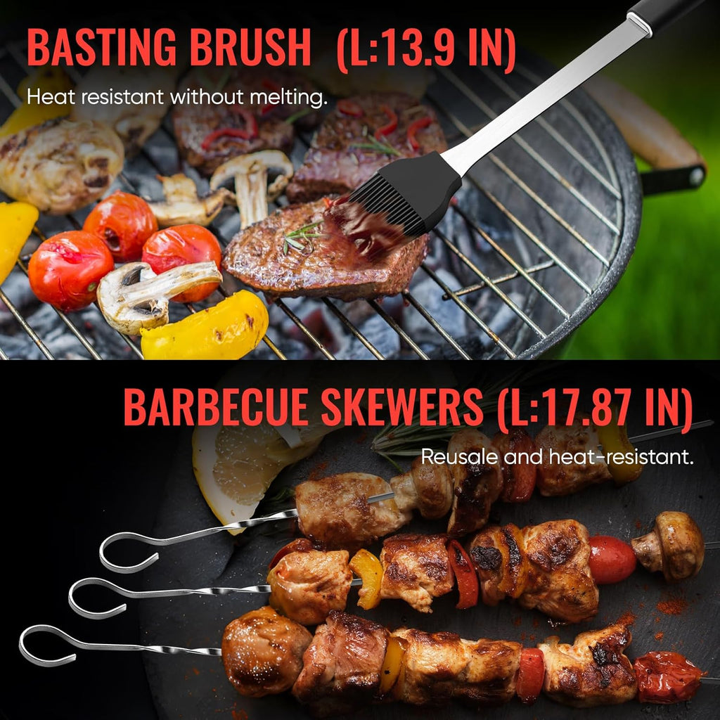 BBQ Accessories Grill Tools Set,Stainless Steel Barbecue Grill Accessories for Outdoor Grill,Barbecue Utensils Grilling Accessories Grilling Gifts for Men,Father's Day/Christmas/Thanksgiving Day