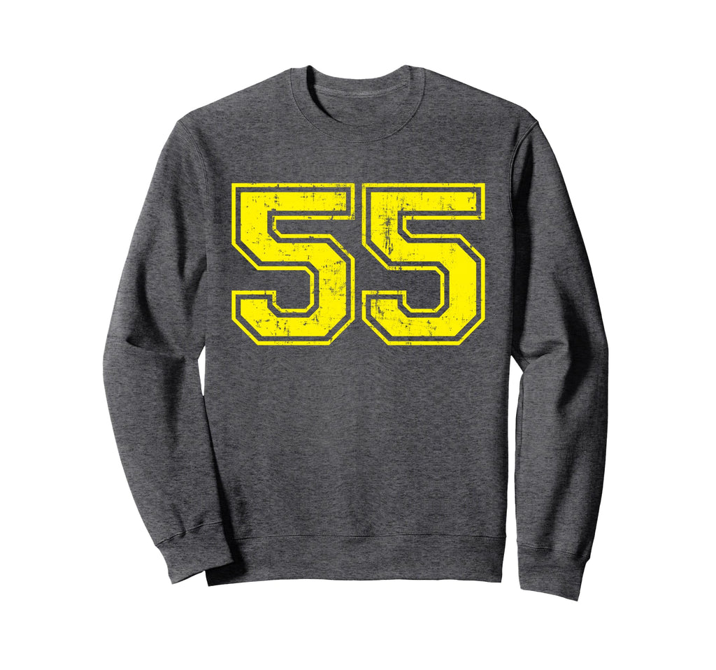 Number 55 Varsity Distressed Sweatshirt - Streetwear Style for Adults