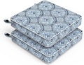 LVTXIII Patio Chair Cushions 22"x22"x3", Water-Repellent Outdoor Seat Cushions for Patio Furniture, Square Chair Pads with Ties for Home Garden Decoration, Set of 2, Medallion Blue