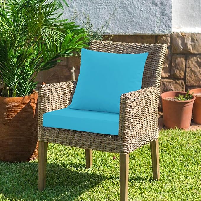 Outdoor Cushions for Patio Furniture, Waterproof Outdoor Chair Cushion w/Fade-Resistant, Removable & Machine-Washable Cover, 22x22 Inch, Deep Seat Sofa/Couch Pad Replacement – Set of 1/2/4, Teal