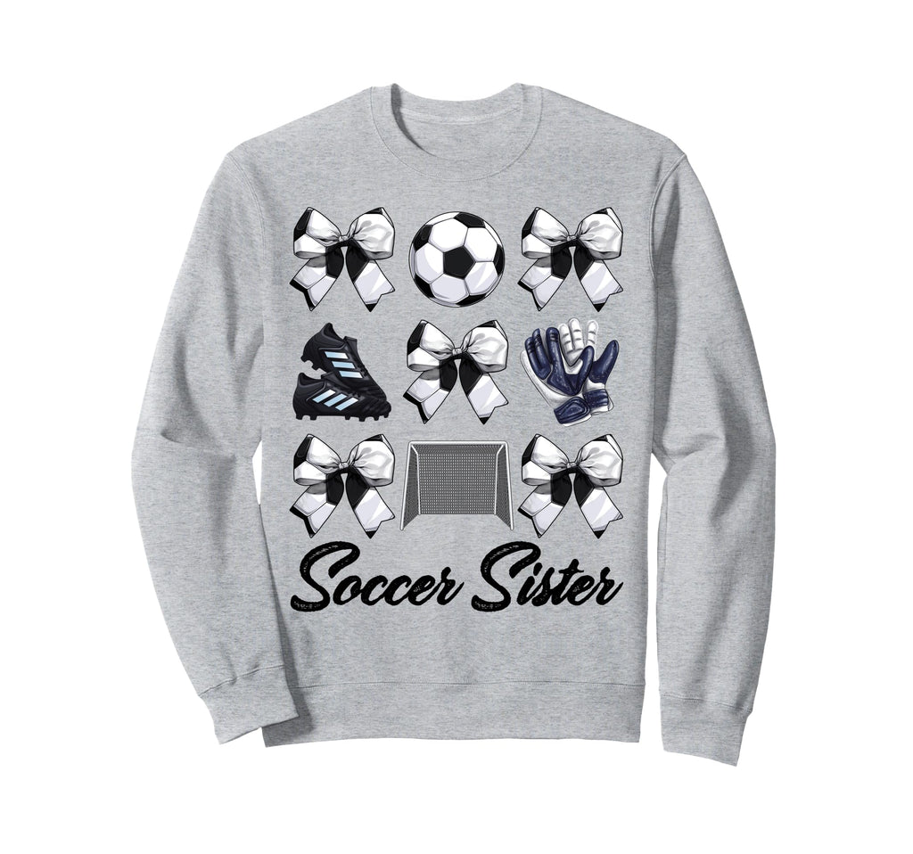 Soccer Sister Bow Soccer Mom Mommy Sweatshirt - Streetwear Style Unisex