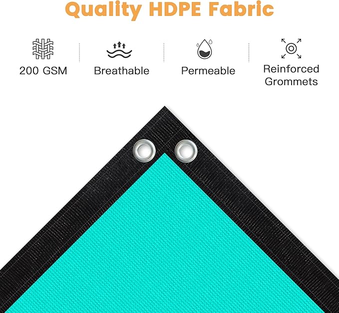 VICLLAX Shade Fabric Sun Shade Cloth with Every 2 FT Grommets for Patio Garden Pergola Cover Canopy 3x6 FT, Turquoise