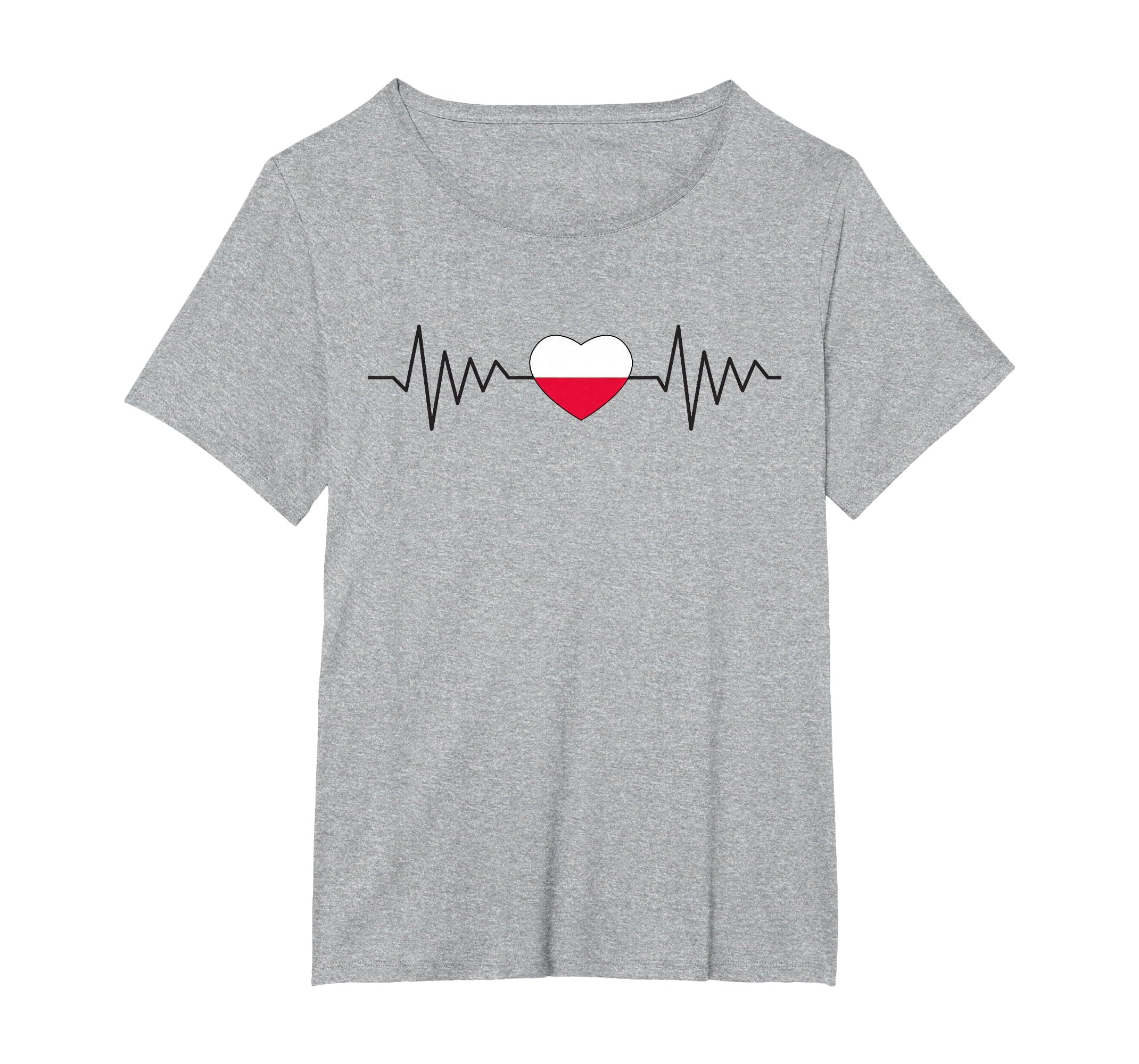 Poland Polska Polish Heartbeat Flag T-Shirt - Fun Novelty Design Men Women