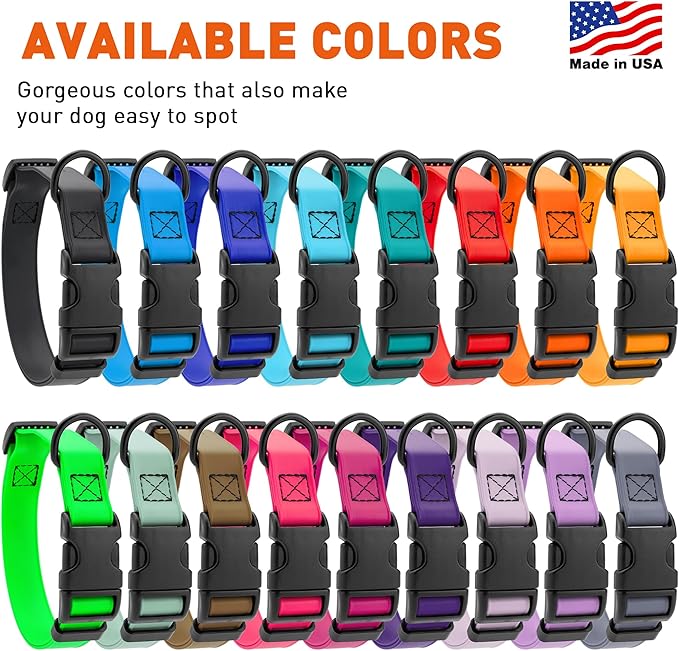 Dogline Biothane Waterproof Dog Collar with Quick Release Buckle Strong Coated Nylon Webbing with Odor- Proof for Easy Care Easy to Clean Fits Small Medium or Large Dogs, Royal Blue 1" W 15-23" L