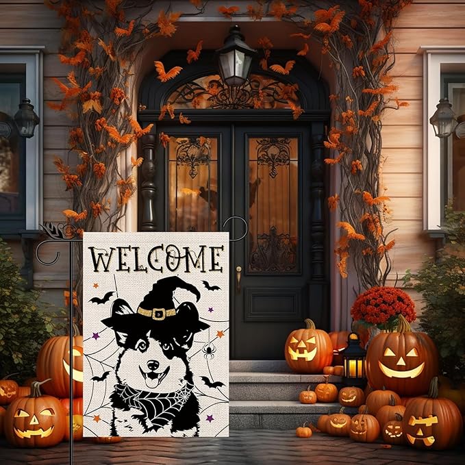 Seasonal Garden Flags Corgi Dog Double Sided Flags Set of 11 Holiday Farmhouse Indoor Outdoor Yard Lawn Christmas Gifts Decorations 12.5x18 Inch