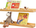 Nursery Book Shelves, Scalloped Floating Shelves Set of 2 Solid Pine Wood Wall Mounted Bookshelf with Wave Lip for Bedroom Kids, Toddler Room, Baby Room 24inch Natural