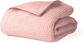 Salt Earth GOTS Certified 100% Organic Cotton Throw Blanket, 60" X 80" Blankets & Throws for Bed, Throw Blanket for Couch,Modern & Cozy Blanket, All Season Waffle Blanket, Soft Blanket (Misty Rose)