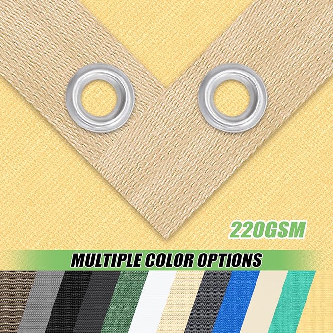 Outdoor 90% Sun Shade Cloth with Grommets, 17 X 17 FT Pergola Shade Cover for Garden Patio Carport Kennel Swimming Pool, Sand (We Make Custom Size)