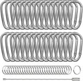 30PCS Aluminum Carabiner Clips, 2" D Shape Spring Snap Hooks Carabiner with 30PCS Keyring Keychain Hook
