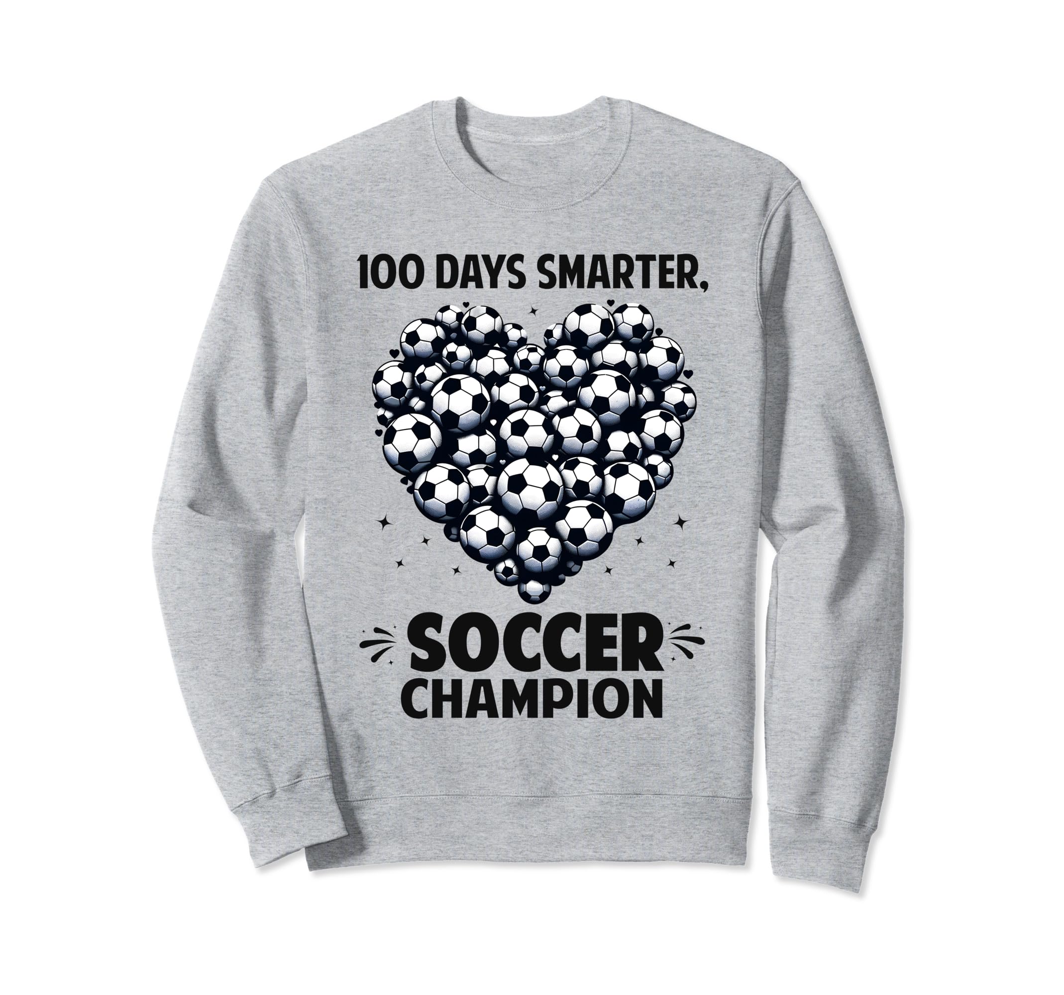 100 Days School Soccer Heart Love Sweatshirt - Graphic Print for Adults