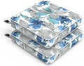 LVTXIII Patio Chair Cushions 22"x22"x3", Water-Repellent Outdoor Seat Cushions for Patio Furniture, Square Chair Pads with Ties for Home Garden Decoration, Set of 2, Clemens Noir Blue