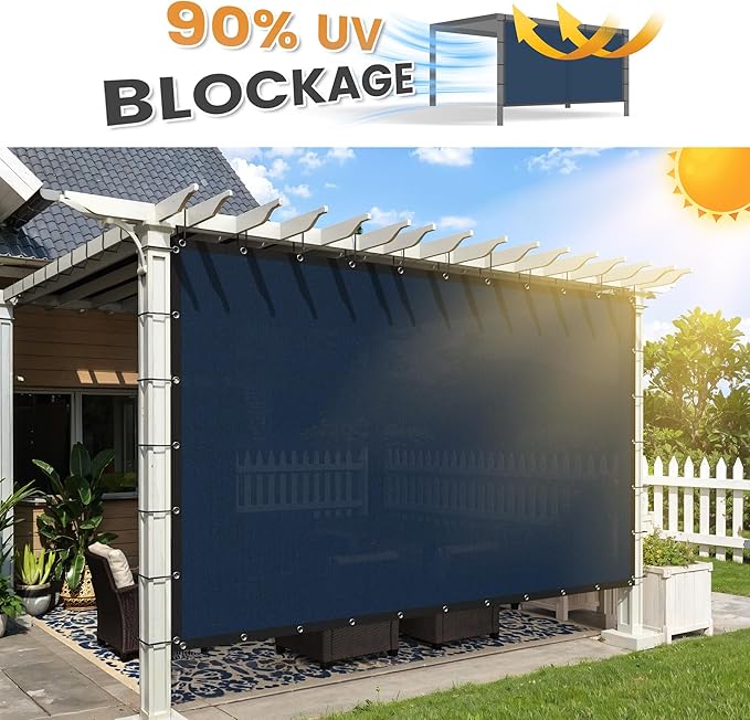 VICLLAX Shade Fabric Sun Shade Cloth with Every 2 FT Grommets for Patio Garden Pergola Cover Canopy 10x10 FT, Dark Blue