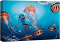 wall26 Canvas Print Wall Art Tiger Stripe Jellyfish Underwater Ocean Sea Nature Animals Photography Realism Rustic Scenic Landscape Wilderness Colorful for Living Room, Bedroom, Office - 32"x48"