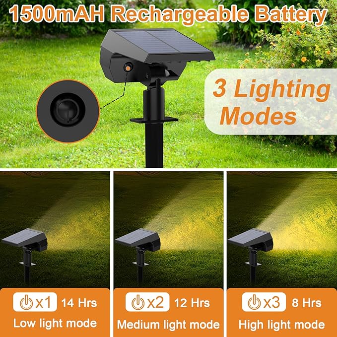 WELALO Solar Spot Lights Outdoor, [10 Pack/52 LED/3 Modes] 2-in-1 Solar Landscape Spotlights, Solar Powered Security Lights, Waterproof Wall Lights for Walkway Yard Garden Driveway(Warm White)