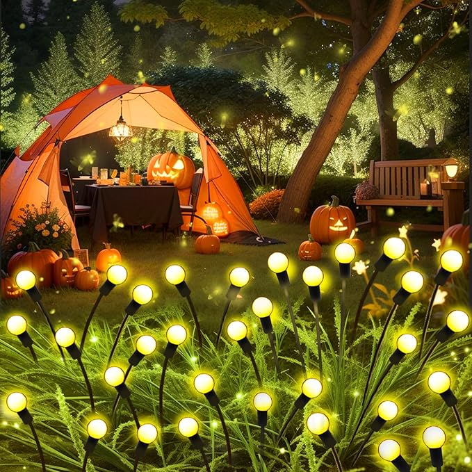 Garden Lights Outdoor, 2 Pack 20 LED Solar Firefly Lights Waterproof, Sway by Wind, Solar Swaying Light for Yard Patio Backyard Garden Planter Flower Bed Pathway Outdoor Decoration (Warm White)