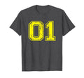 Number 01 One Varsity Distressed Sport T-Shirt - Novelty Apparel Men Women