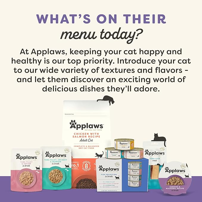 Applaws Natural Wet Cat Food in Broth, Made with Limited and Natural Ingredients, Chicken Selection Variety Pack in Broth (12 x 5.5oz Cans)