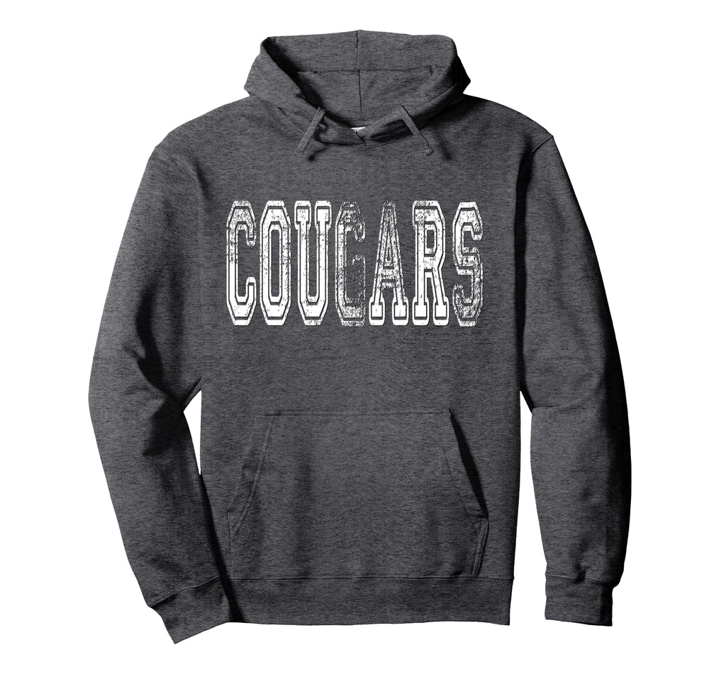 Cougars Mascot Distressed School Hoodie - Aesthetic Graphic Men Women
