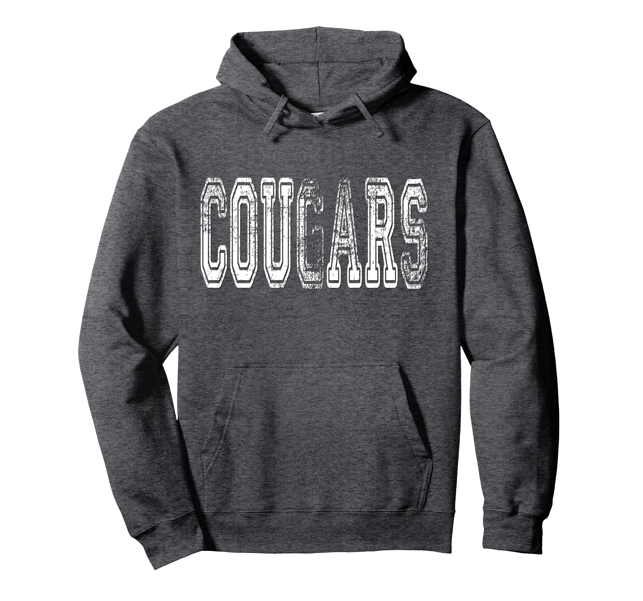 Cougars Mascot Distressed School Hoodie - Aesthetic Graphic Men Women