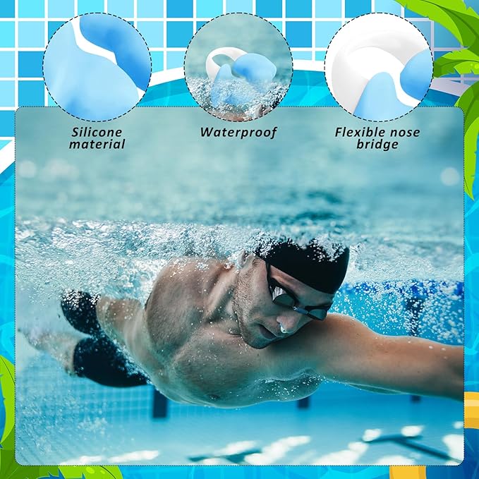 Soulchen 2 Pcs Swimming Nose Plugs Silicone Waterproof Painless Swim Nose Clip with Storage Box for Adults Kids Men Women Beginners