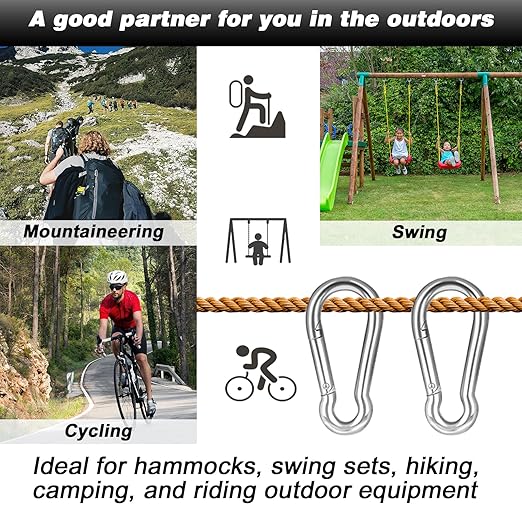 40 PCS 2'' Spring Snap Hook Carabiner, M5 3/16 Inch Galvanized Silver Steel Small Carabiner Clip, 220LBS Holding Capacity Quick Link Clip Keychain for Hammock Dog Leash & Camping Gym