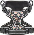 Timos Dog Harness, 3 Snap Buckles No-Pull Soft Padded Dog Vest with 2 Metal Leash Clips,Adjustable Reflective No Choke Pet Harness with Easy Control Handle for Small Dogs,Black Rose,S