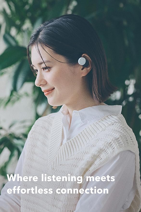 nwm DOTS Wireless On-Ear Speakers (Open Ear Earphones) Sound Leakage suppressed (PSZ Technology - Bone Conduction Alternative) with Optimal Microphone Function Designed in Japan | Charcoal Black
