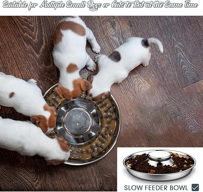 Zopeal 6 Pcs Puppy Food Bowls 11.8" Stainless Steel Puppy Feeding Bowl Dog Food Water Bowls, Weaning Feeder for Litters, Small Medium Large Dogs, Pets