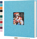 Spbapr Large Photo Album Self Adhesive 4x6 5x7 8x10 10x12 Pictures Magnetic Scrapbook 40 Blank Pages Linen Cover DIY Album with A Metal Pen