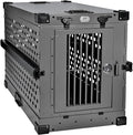 Heavy Duty Fully Collapsible Powder-Coated Aluminum Dog Crate - Medium (Gray)
