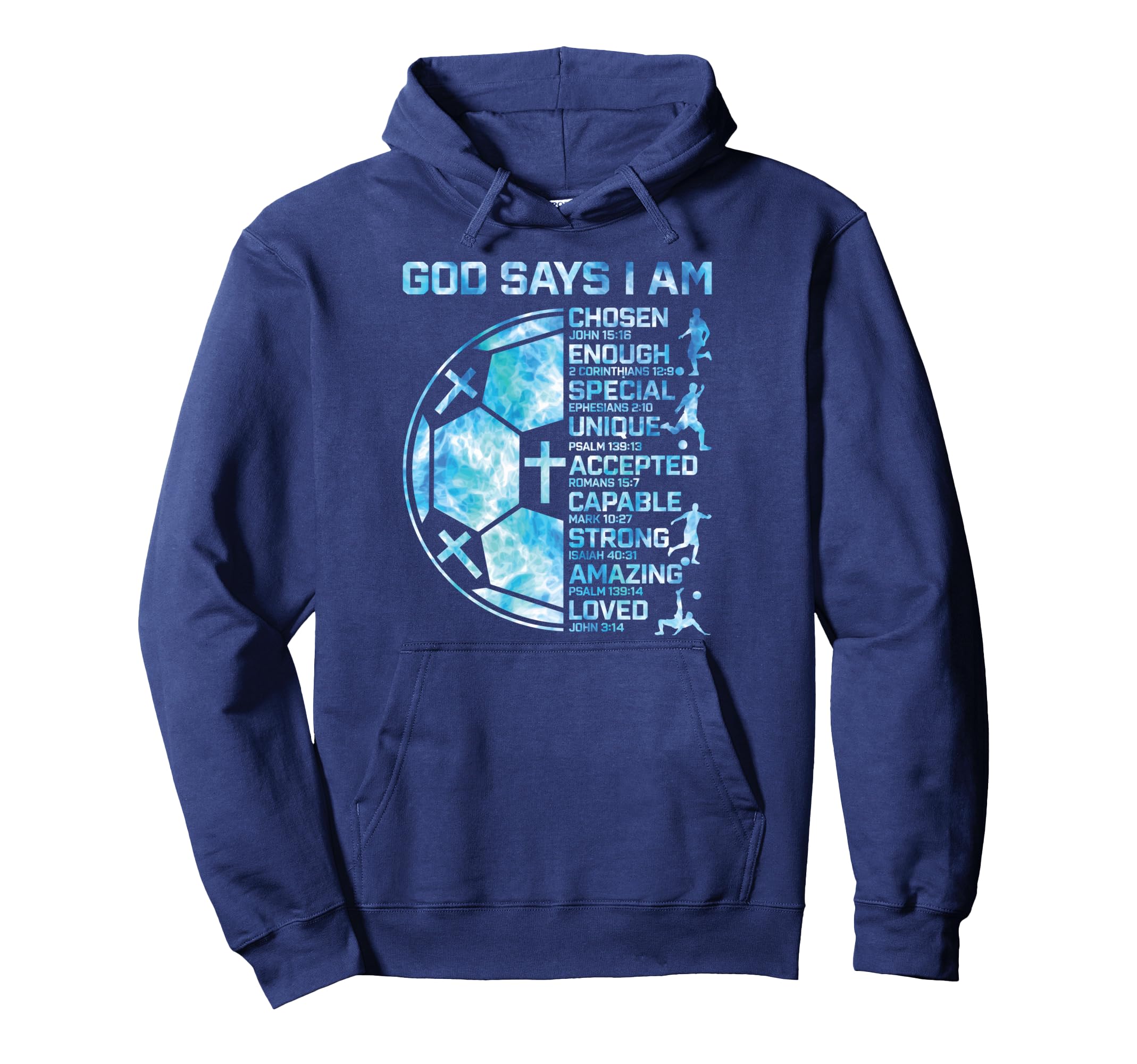 Christian Soccer God Says I Am Religious Hoodie - Graphic Print Unisex