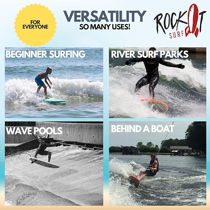 Rock-It 4'10" CHUB Soft Top Surfboard, Kids Surfboard, Mini Surfboard, Innovative Design Easy to Paddle and Maneuverable Small Surfboard and Beginner Surfboard (Red)