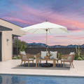 PURPLE LEAF 8' x 8' Square Patio Umbrella Market Umbrella Aluminum Outdoor Table Umbrella with Push Button Tilt & 8 Sturdy Ribs and Crank Square Outdoor Umbrellas for Pool Backyard Deck, Cream
