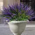 Uieke 28 Bundles Artificial Outdoor Plants UV Resistant Fake Grass Plants Faux Plastic Plants Greenery Shrubs for Home Garden Pathway Window Box Front Porch Cemetery Spring Summer Decor, Purple